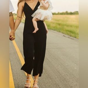 Black Illa Illa Boutique Jumpsuit with Lace Top and Tie Back